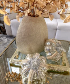 Inspire Me! Home Decor Ceramic Textured Metallic Vase ( Gold & Silver )