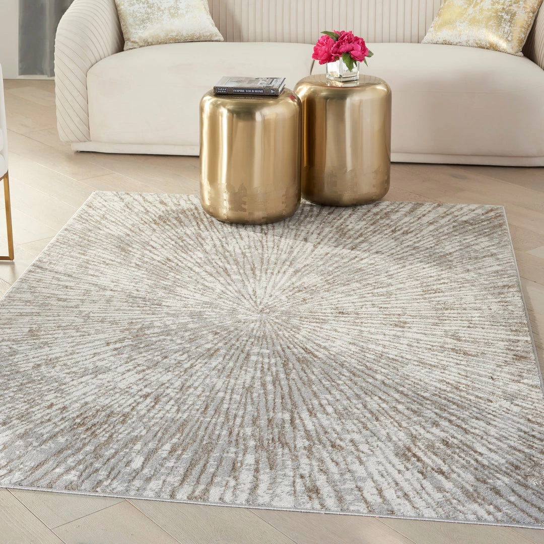 Nourison Metallic Abstract Area Rug Style 1 - Grey/Mocha (4 Sizes)
