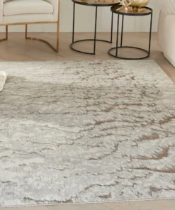 Nourison Metallic Abstract Area Rug Style 2 - Grey/Mocha (4 Sizes) PILLOWS, RUGS, & THROWS