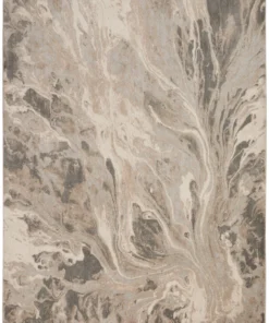 Nourison Elegance Area Rug- Grey/Charcoal/beige (5 Sizes) PILLOWS, RUGS, & THROWS