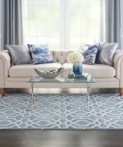 Nourison Joli Area Rug - Blue/White (3 Sizes) PILLOWS, RUGS, & THROWS